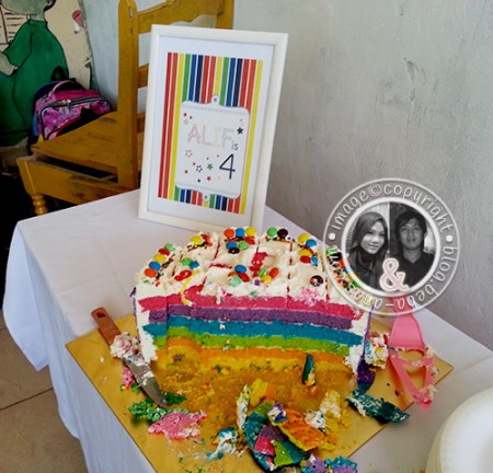 alif is 4 - rainbow cake