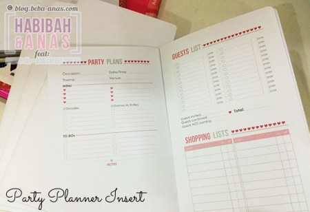 my faux paper dori - party planner insert