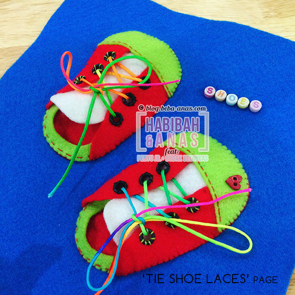 quiet book - tie the shoe laces page